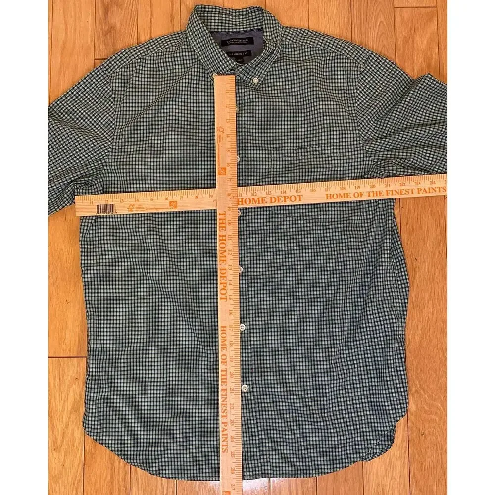 Banana Republic Custom 078 Wash Men's L Camden Fit Button Down Check Print Shirt